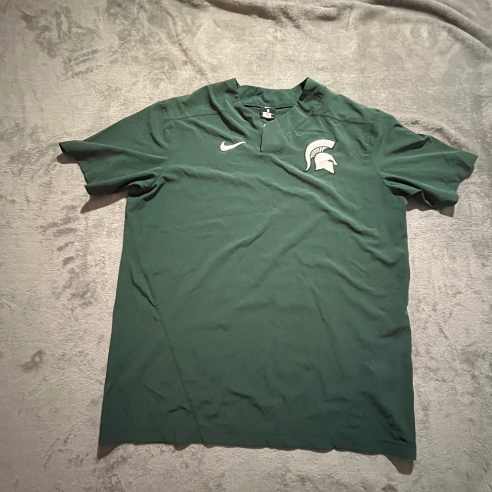 Nike Michigan State Spartans Large Green Short Cage Jacket Pullover Player Issue